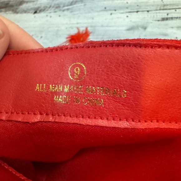 Red Fringe Over-the-Knee Heeled Boots - Picture 9 of 9